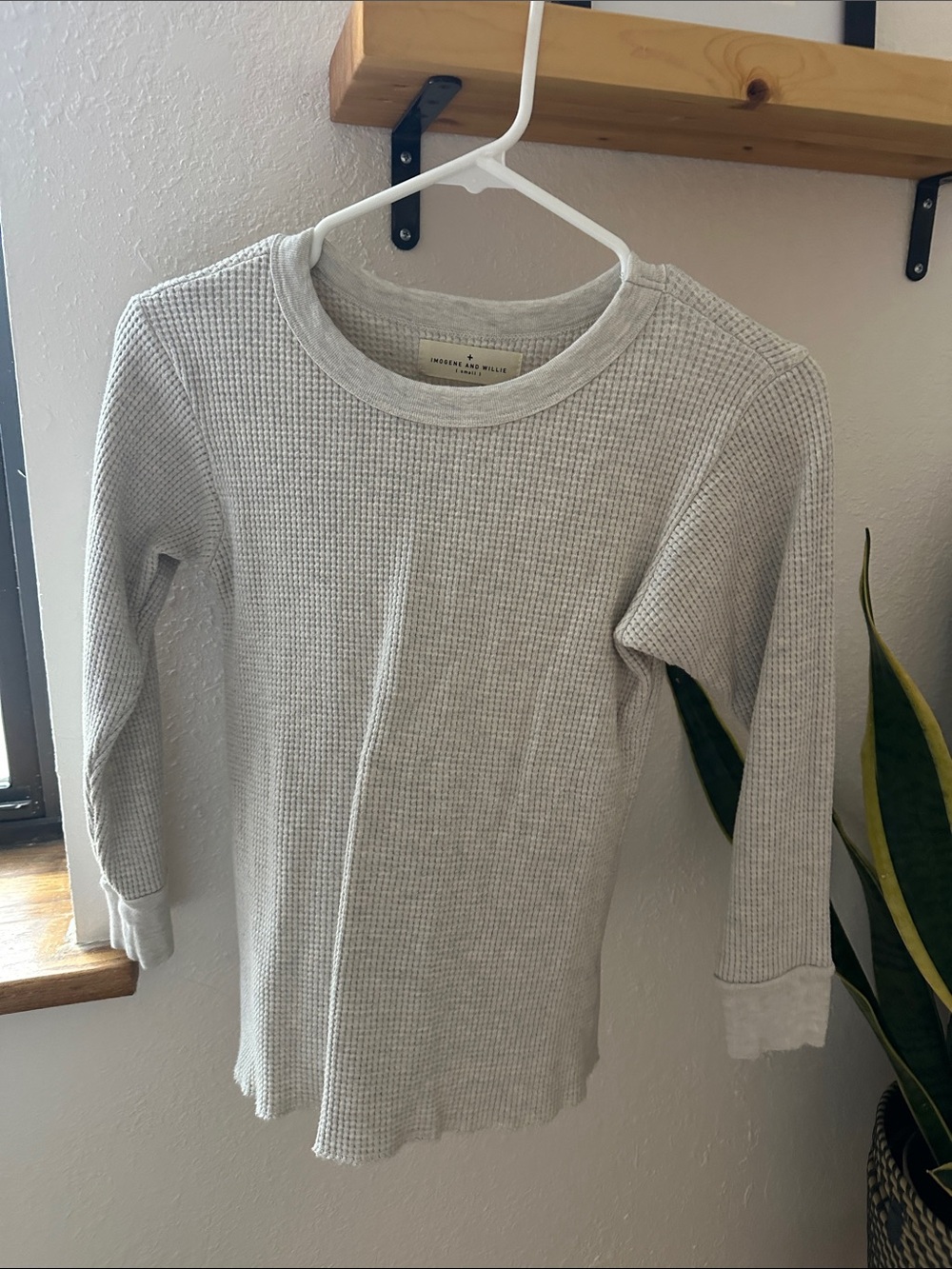 imogene + willie Light Gray Waffle Knit Long Sleeve Top